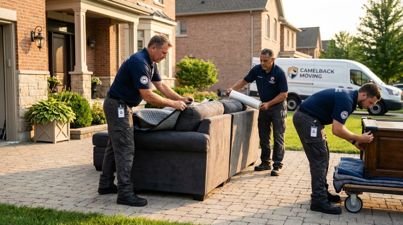 Large estate moving crew wrapping furniture in Riverside, AL