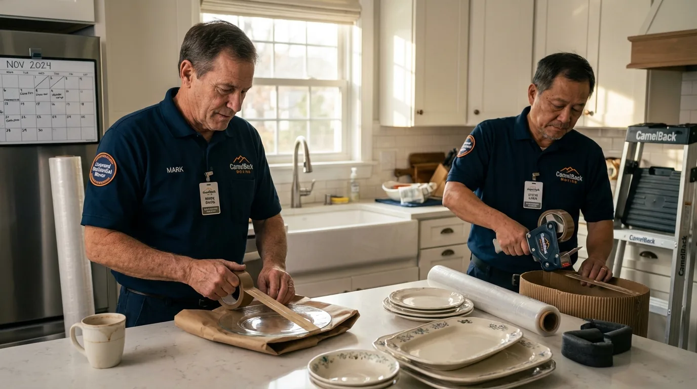 Professional crew packing kitchen dishware in Riverside, AL